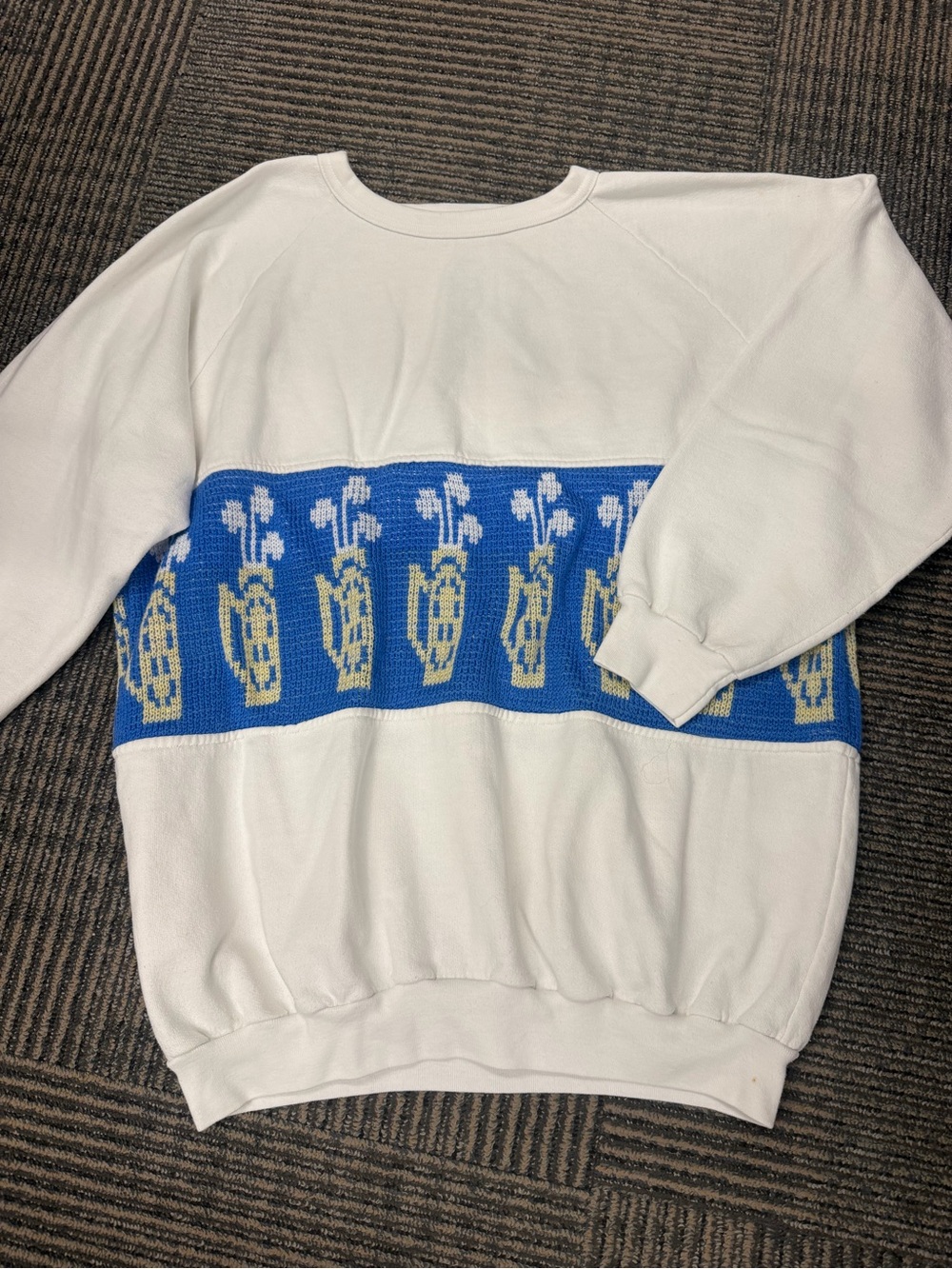 USED Vintage 80s Alore Golf White Crewneck Sweatshirt Blue Sz XL